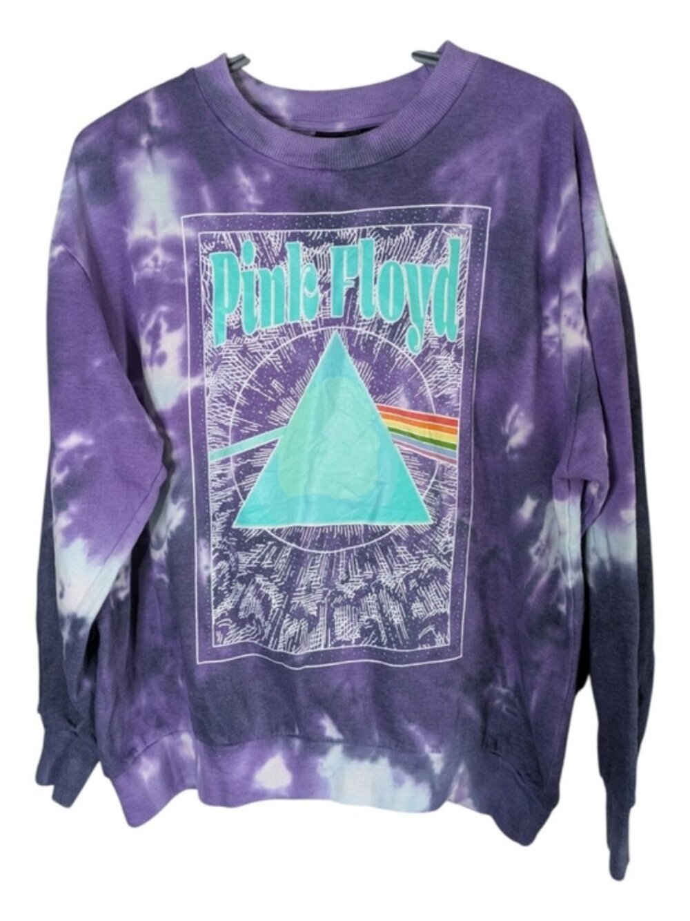 Pink Floyd Purple Tie Dyed Crew Neck Sweatshirt Size Large, Rock Band Concert